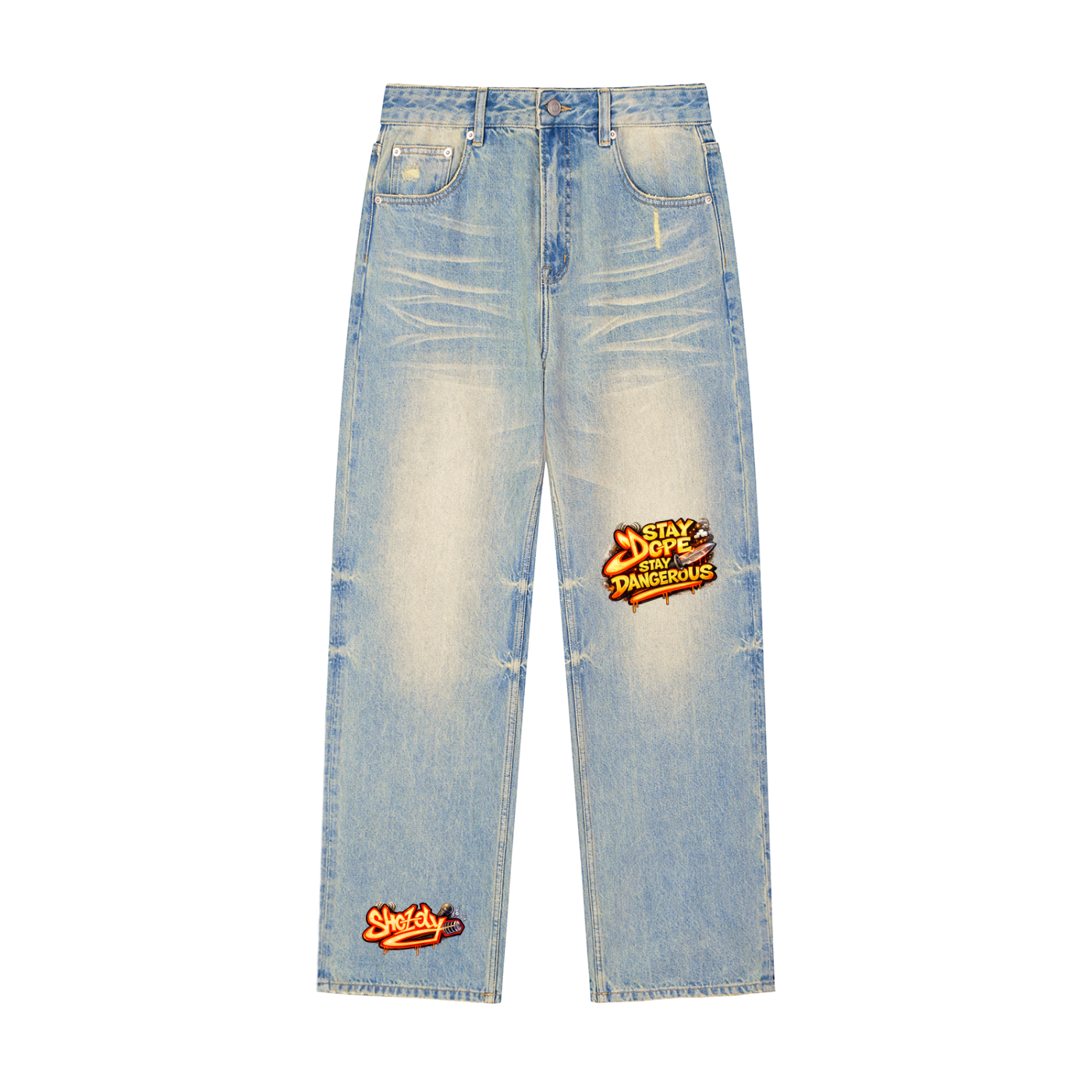 Shotdy Fade Raw Hem Denim Jeans