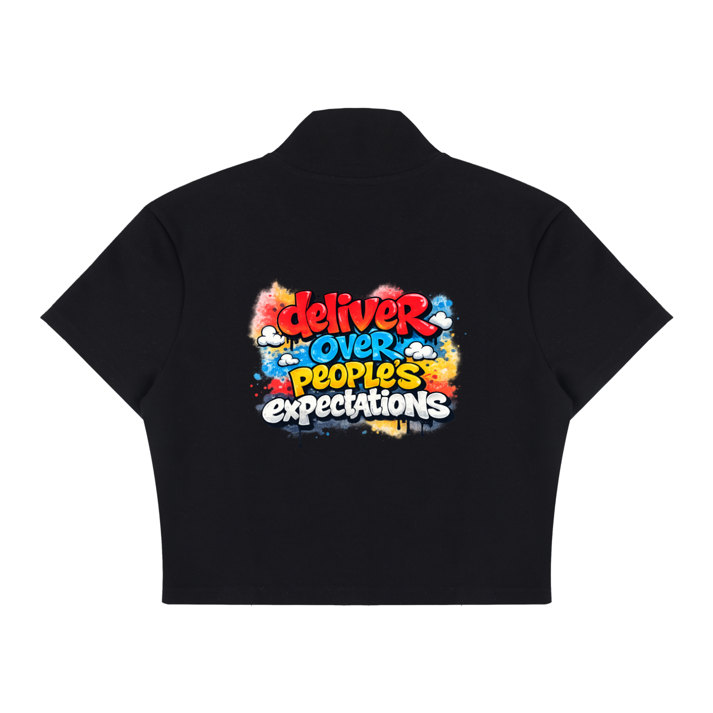 Dopebaddies omen's Cropped Full Zip Short Sleeve T-Shirt