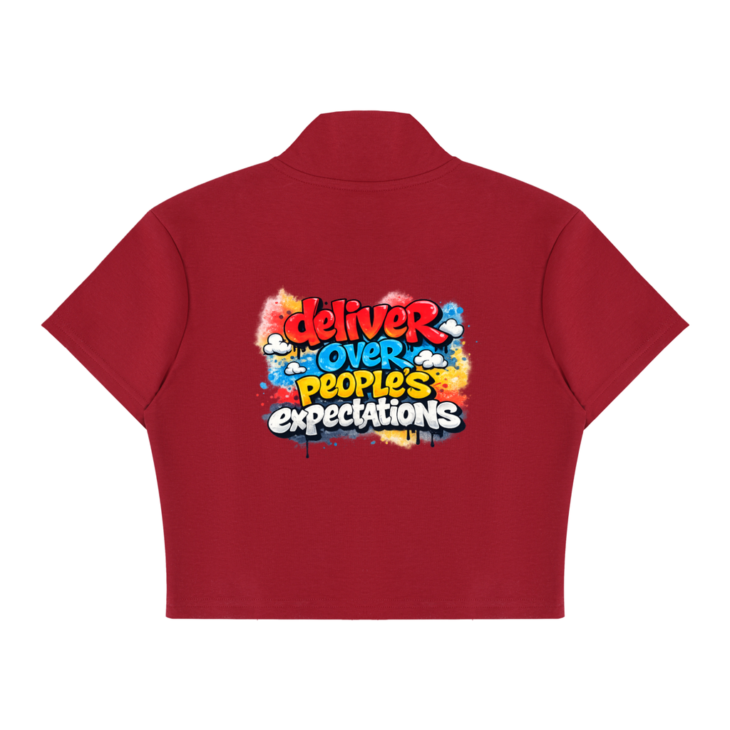 Dopebaddies omen's Cropped Full Zip Short Sleeve T-Shirt