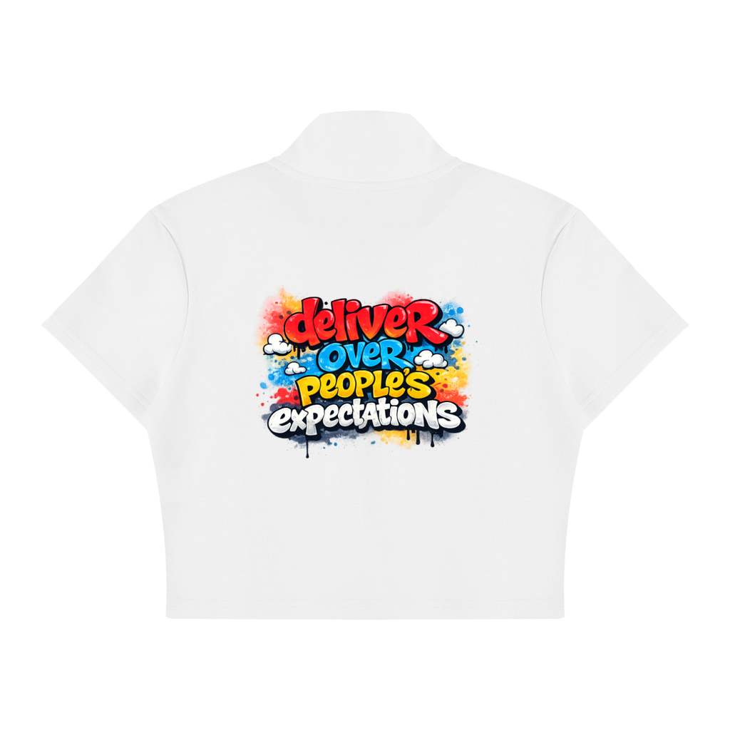Dopebaddies omen's Cropped Full Zip Short Sleeve T-Shirt